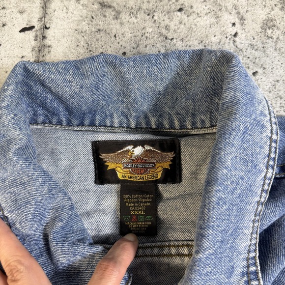 Vintage Harley-Davidson Jacket Mens 3XL Denim Back Patch Canada Motorcycle 90s - Picture 3 of 8